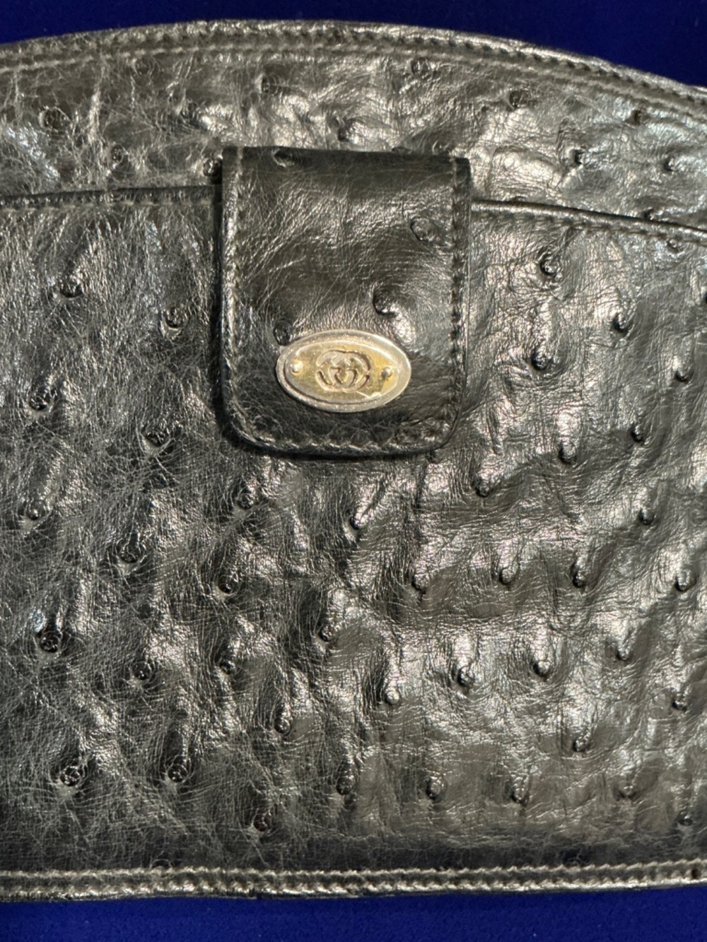 Vintage Gucci genuine ostrich crossbody bag black - Picture 2 of 16